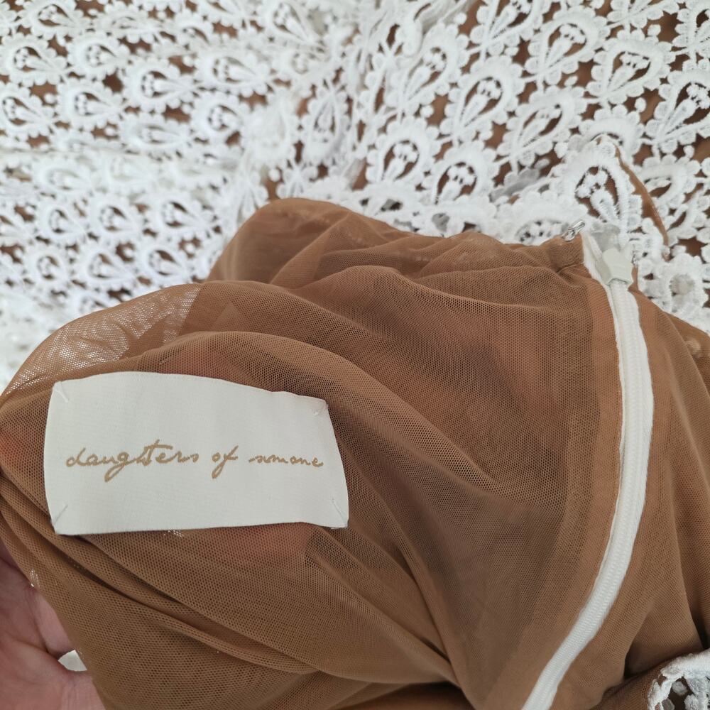 Daughters of Simone Anthro Nude Nev Crochet Lace Wedding Lined Boho Gown 4XL - Picture 12 of 12